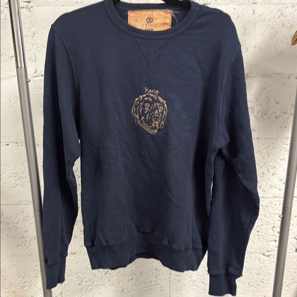 Navy Blue Crewneck Sweater - STAUD Custom Golden Retriever Embroidered Pullover - Picture 1 of 4